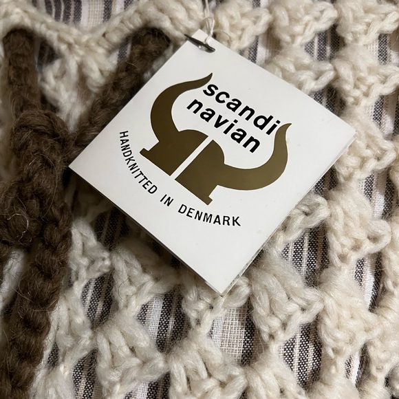 Handmade in Denmark Knit Poncho with Pom Poms - Picture 4 of 12